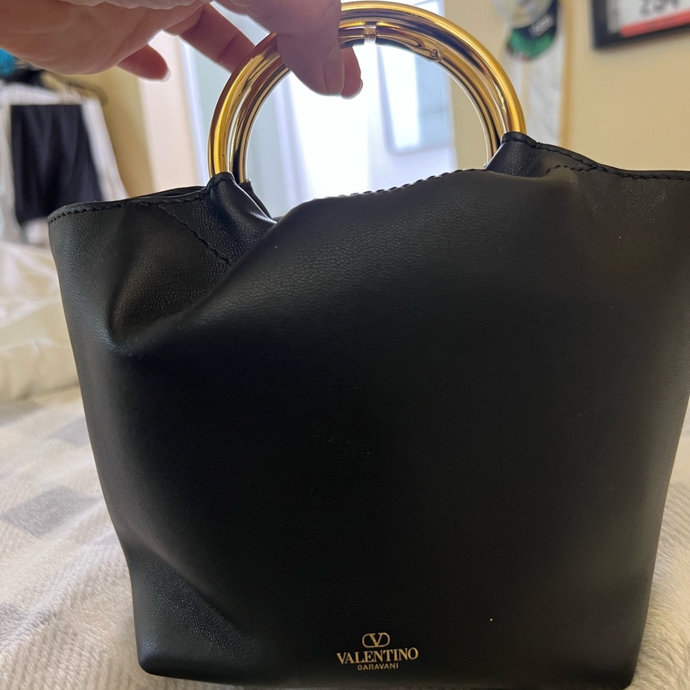 Valentino Garavani  Black Tote Leather with Gold Handles